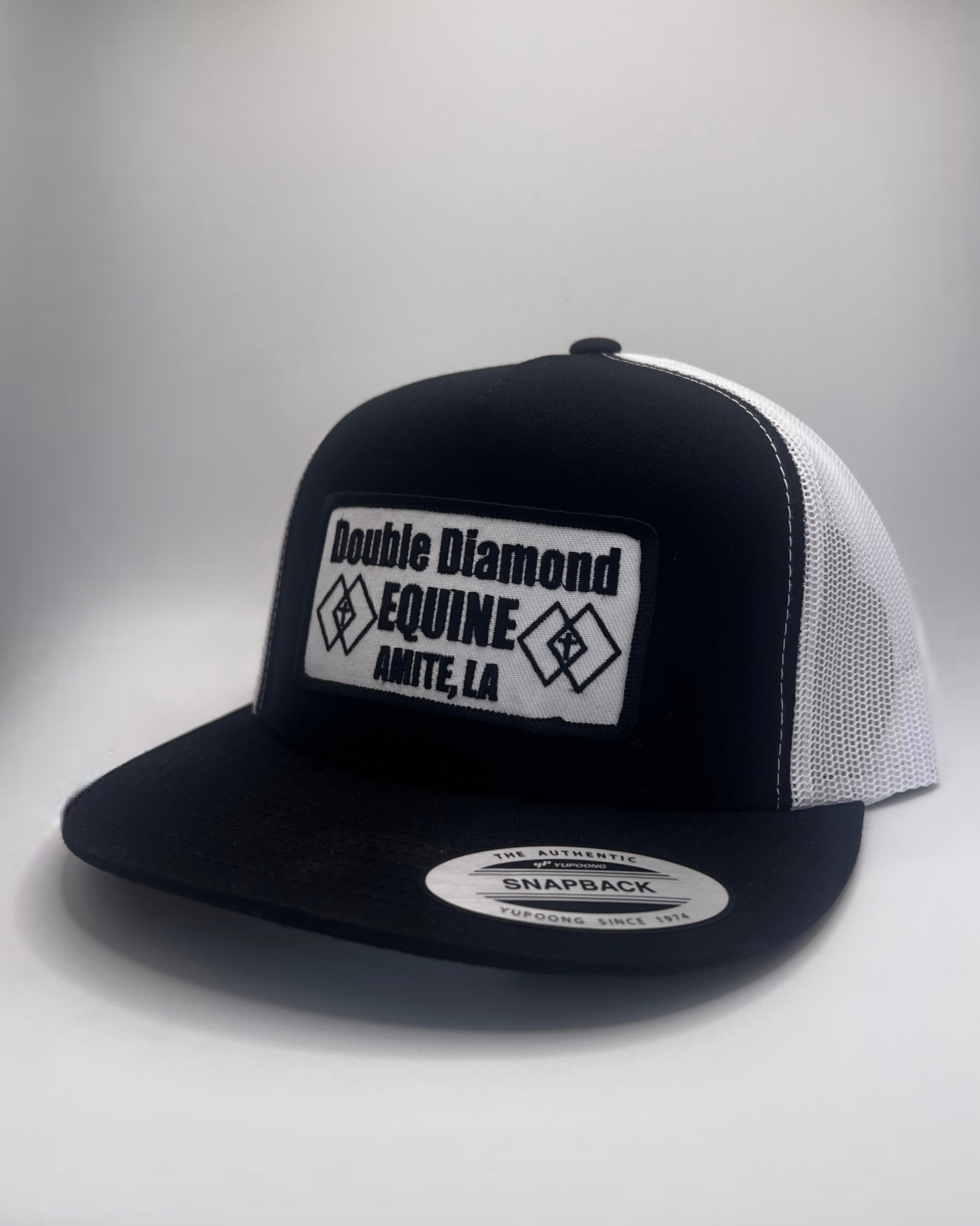 Double Diamond Original Black Patch - Black/White Mesh FLATBILL